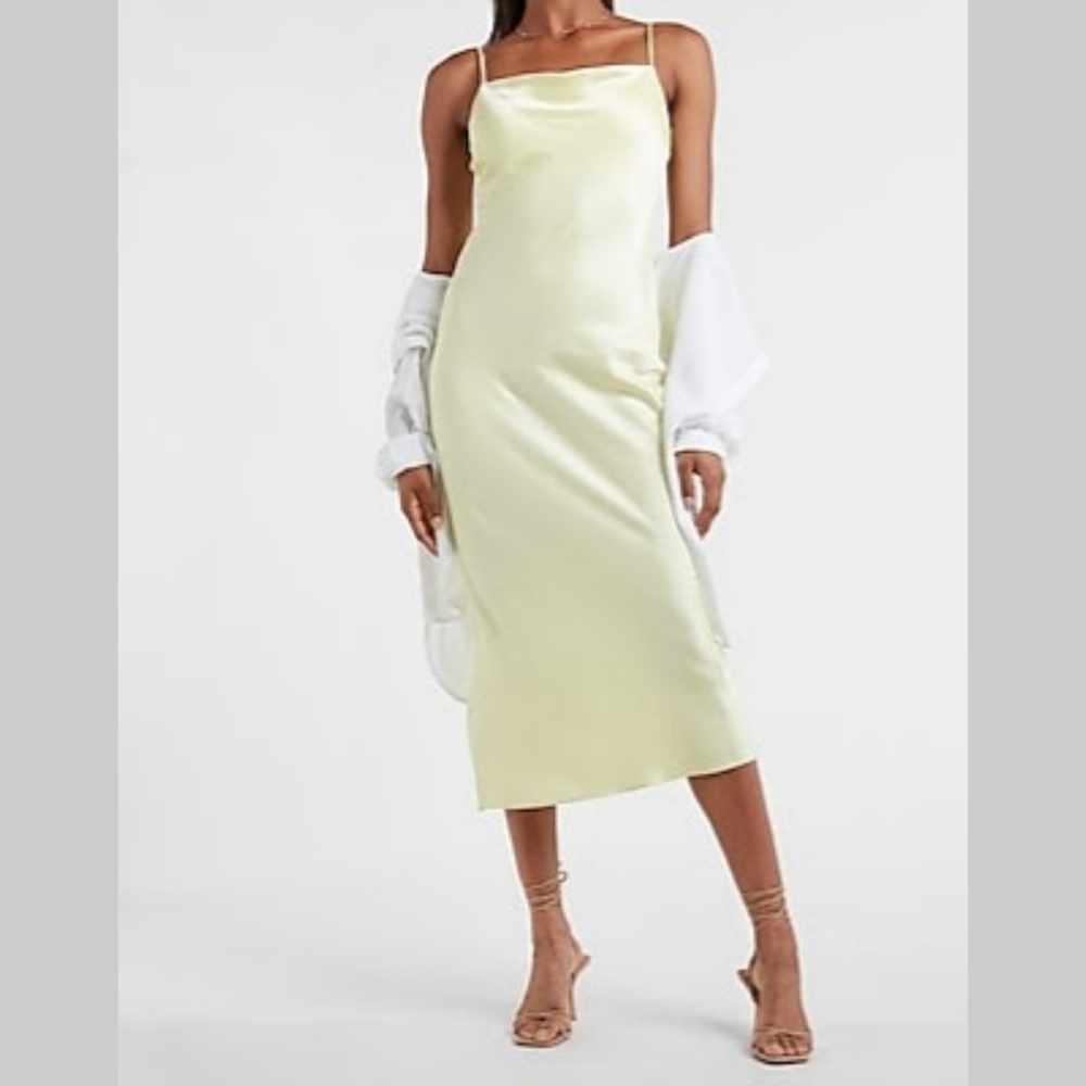 Express Satin Cowl Maxi Slip Dress (Cream) (M) NWT